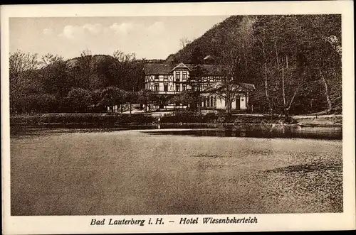Ak Bad Lauterberg im Harz, Hotel Wiesenbekerteich, Teich