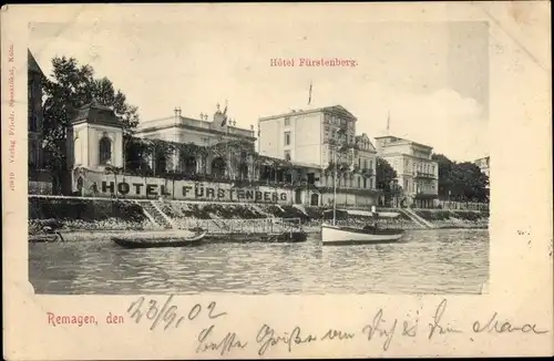 Ak Remagen im Kreis Ahrweiler, Blick zum Hotel Fürstenberg, Wasserseite