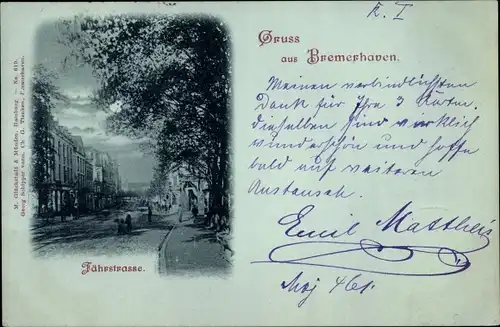 Mondschein Ak Bremerhaven, Partie in der Fährstraße