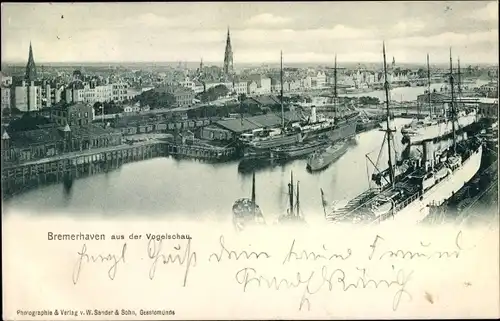 Ak Bremerhaven, Panorama mit Hafen