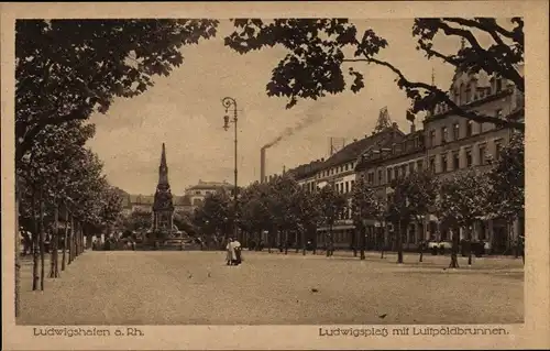 Ak Ludwigshafen am Rhein Rheinland Pfalz, Ludwigsplatz mit Luitbold Brunnen