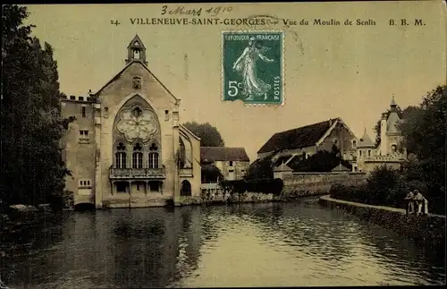 Ak Villeneuve Saint Georges Val de Marne, Vue du Moulin de Senlis