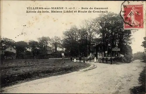 Ak Villiers sur Marne Val de Marne, Bois de Gaumont, entrée du bois, Maison Liédet,Route de Combault