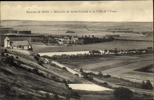 Ak Sens environs Yonne, Monastere de Sainte Colombe et la Vallée de l'Yonne