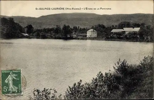 Ak St. Sulpice Laurière Haute-Vienne, L'Étang de la Papeterie