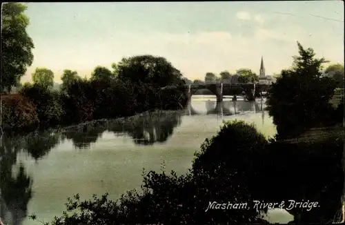 Ak Masham Yorkshire and the Humber England, River and bridge