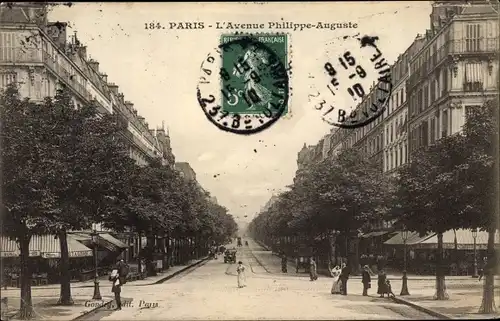 Ak Paris XI., Avenue Philippe Auguste, Allee