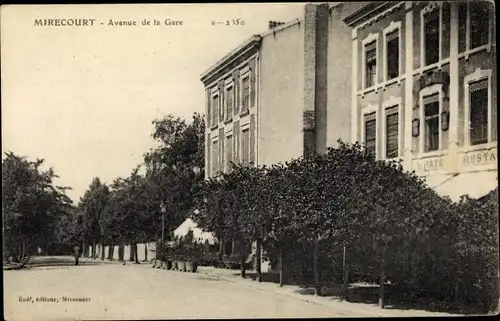 Ak Mirecourt Lothringen Vosges, Avenue de la Gare, Restaurant