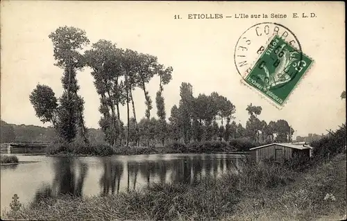 Ak Etiolles Essonne, Ile sur la Seine