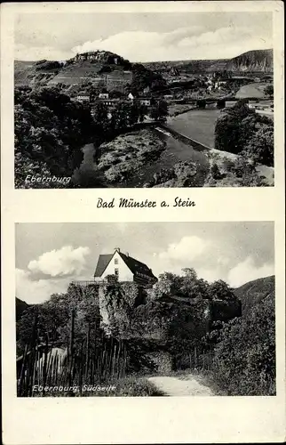 Ak Bad Münster am Stein Ebernburg Bad Kreuznach, Ebernburg, Südseite, Panorama vom Ort