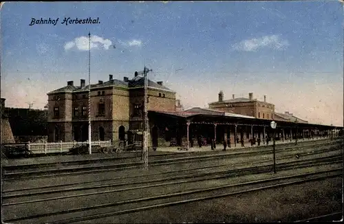 Ak Herbesthal Lontzen Wallonien Lüttich, Gleisseite vom Bahnhof