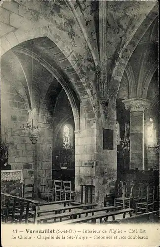 Ak Vernouillet Yvelines, Intérieur de l'Église, Le Choeur, Chapelle de la Ste Vierges, Colonnes