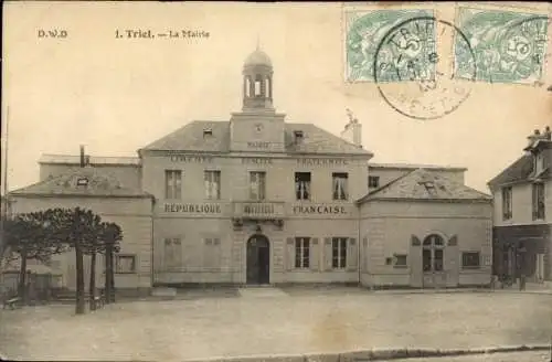 Ak Triel sur Seine Yvelines, La Mairie, vue de face, inscription