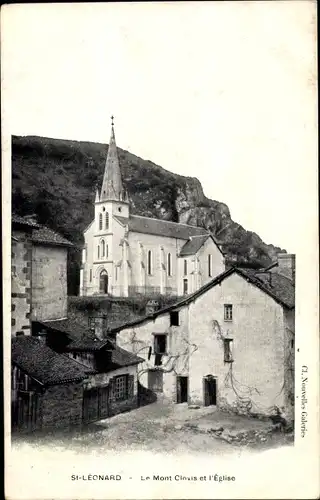 Ak St. Leonard Haute Vienne, Le Mont Clovis et l'Eglise