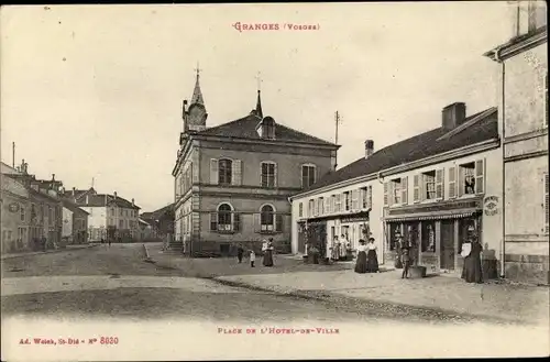 Ak Granges Lothringen Vosges, Place de l'Hotel de Ville