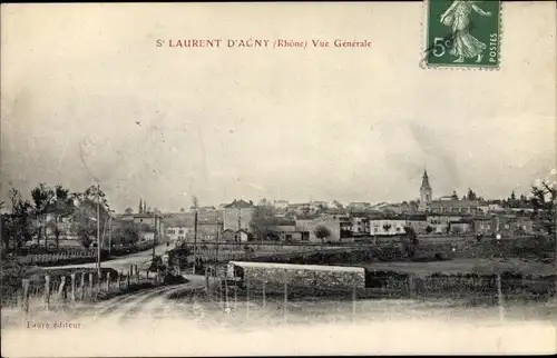 Ak St. Laurent d'Acny Rhône, Vue generale, Blick auf den Ort, Kirche