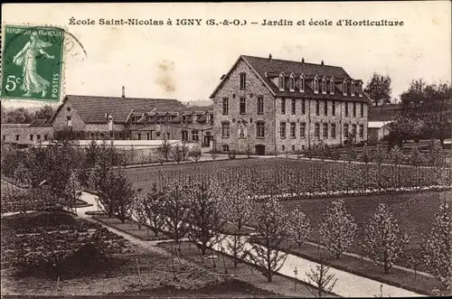 Ak Igny Essonne, Ecole Saint Nicolas, jardin et ecole d'horticulture