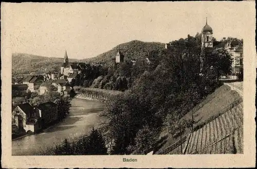 Ak Baden Kt. Aargau, Gesamtansicht, Reformierte Kirche