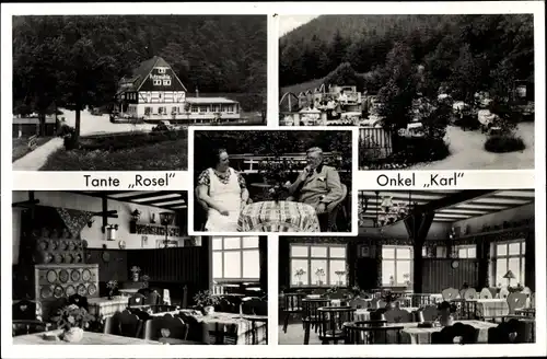 Ak Oberpöbel Dippoldiswalde Osterzgebirge, Gaststätte Putzmühle, Tante Rosel und Onkel Karl Thömel
