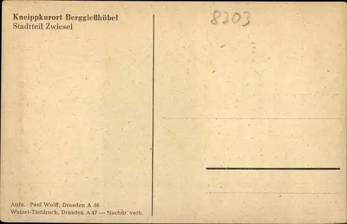 Ak Zwiesel Berggießhübel in Sachsen, Teilansicht vom Ort