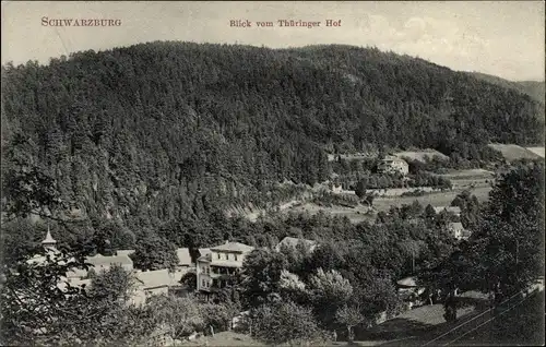 Ak Schwarzburg im Schwarzatal Thüringen, Blick auf den Ort mit Umgebung vom Thüringer Hof aus