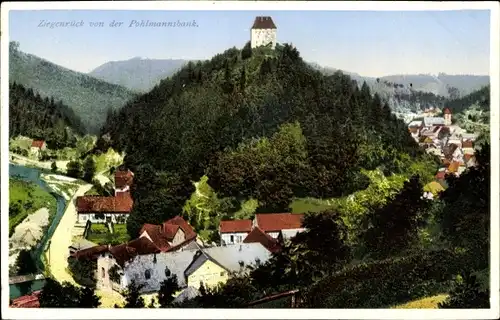 Ak Ziegenrück am Schiefergebirge Thüringen, Blick auf den Ort mit Umgebung von der Pohlmannsbank