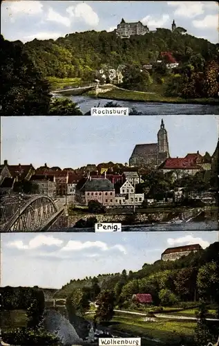 Ak Lunzenau in Sachsen, Rochsburg, Penig, Wolkenburg