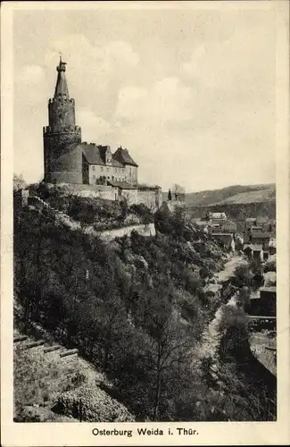 Ak Weida im Kreis Greiz Thüringen, Blick zur Osterburg mit Umgebung