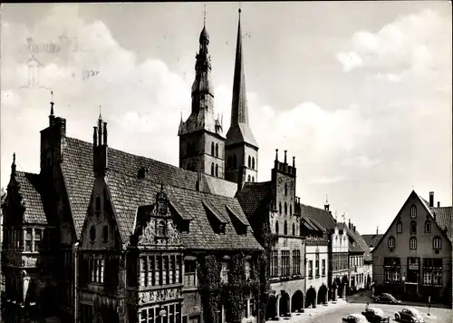 Ak Lemgo in Nordrhein Westfalen, Rathaus, Türme der Nikolaikirche