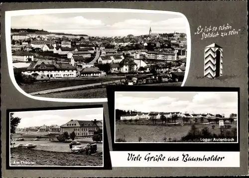 Ak Baumholder Rheinland Pfalz, Panorama vom Ort, Am Theater, Lager Aulenbach