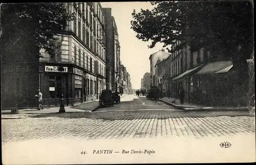 Ak Pantin Seine Saint Denis, Rue Denis Papin, Geschäfte