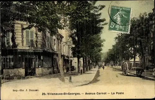 Ak Villeneuve Saint Georges Val de Marne, Avenue Carnot, la Poste