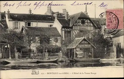 Ak Montigny sur Loing Seine-et-Marne, L'Hotel de la Vanne Rouge