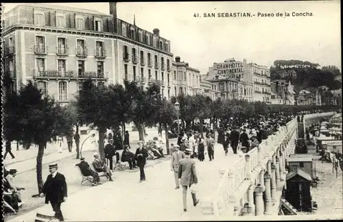 Ak San Sebastian Baskenland, Paseo de la Concha, Gran Hotel Continental