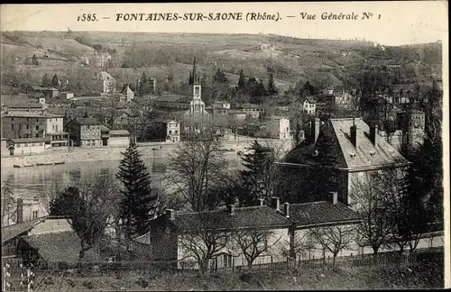 Ak Fontaines sur Saone Rhône, Vue generale, Blick auf den Ort, Kirche