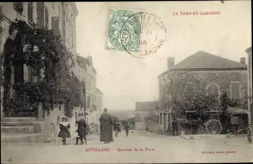 Ak Auvillars Tarn et Garonne, Quartier de la Poste
