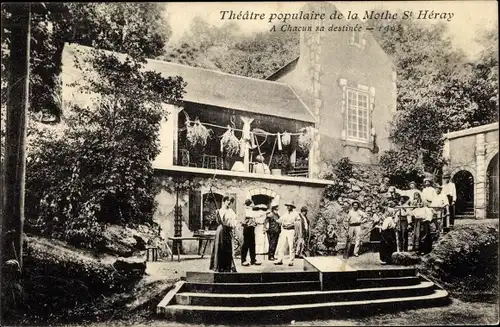 Ak La Mothe Saint Héray Deux Sèvres, Theatre populaire, a chacun sa destince, acteurs, 1905