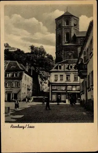 Ak Homburg im Saarpfalz Kreis, Straßenpartie, kath. Kirche