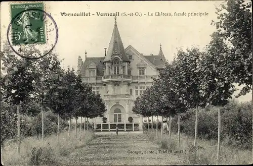 Ak Vernouillet Yvelines, Le Château, facade principale, jeunes arbres