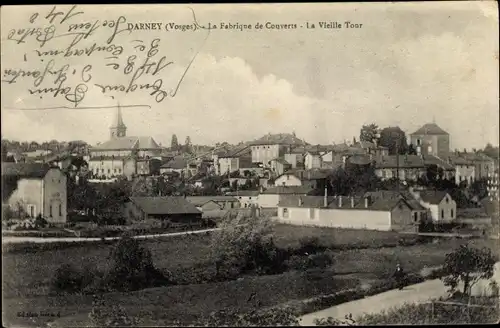 Ak Darney Lothringen Vosges, La Fabrique de Couverts, la vieille Tour