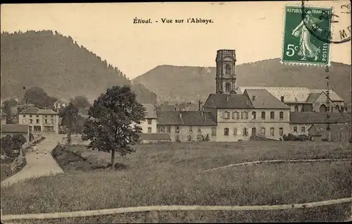 Ak Etival Lothringen Vosges, Vue sur l'Abbaye