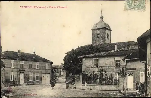 Ak Vavincourt Meuse, Rue de Clermont, eglise