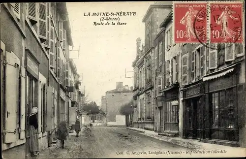 Ak La Mothe Saint Héray Deux Sèvres, Route de la Gare