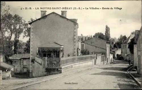 Ak La Mothe Saint Héray Deux Sèvres, La Villedieu, Entree du Village