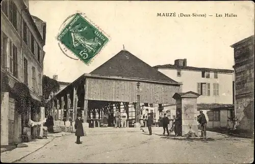 Ak Mauzé Deux Sèvres, Les Halles