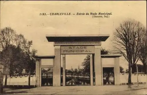 Ak Charleville Mézières Ardennes, Entrée du Stade Municipal