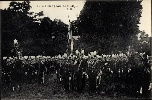 Ak St. Cyr Morbihan, Le Drapeau, französisches Regiment