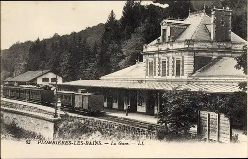 Ak Plombières les Bains Wallonien, La Gare, chemin de fer