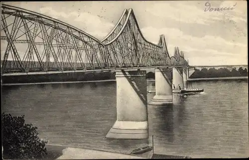 Ak Cernavoda Rumänien, Die Donaubrücke