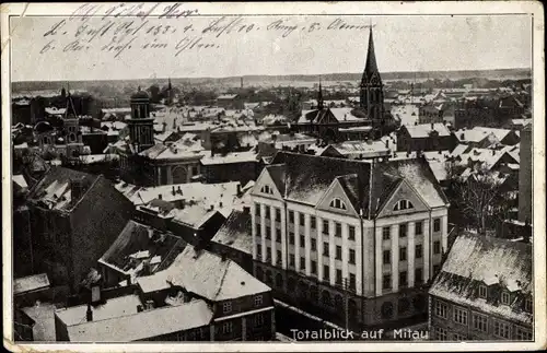 Ak Jelgava Mitau Lettland, Blick über die Dächer der Stadt, Winter